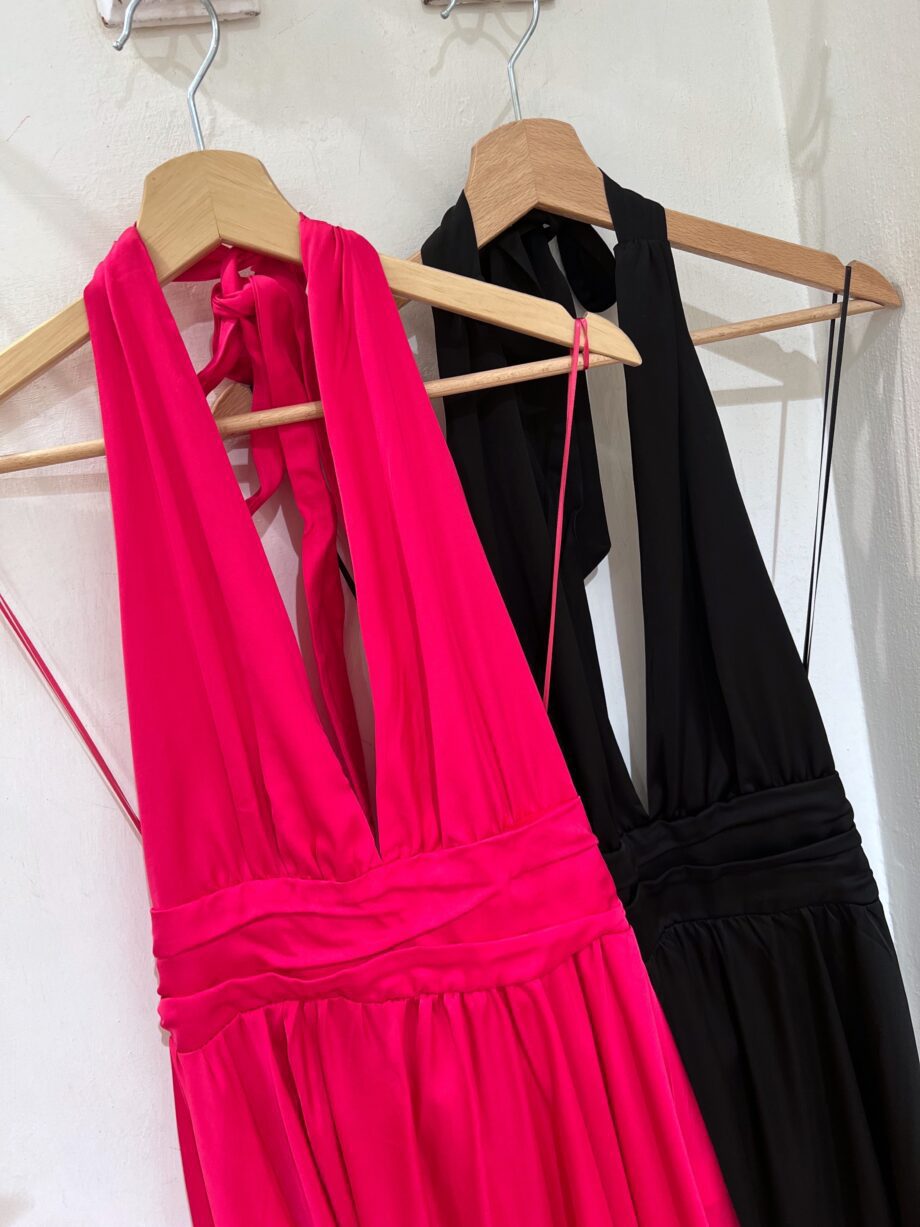 Shop Online Vestito corto fucsia in raso schiena scoperta Vicolo