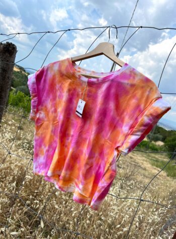 Shop Online T-shirt tie dye corta rossa HERE I AM