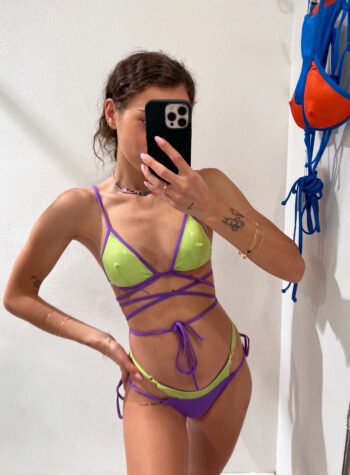 Shop Online Bikini triangolo Annie rainbow lime e viola Matinée