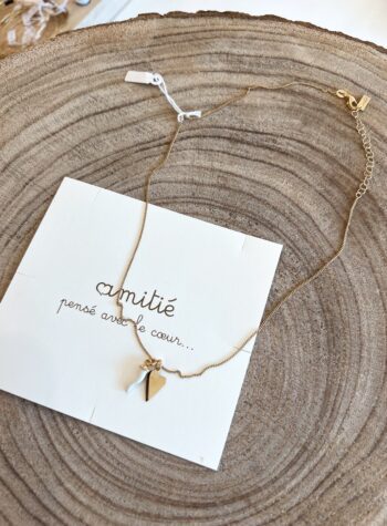 Shop Online Collana in argento 925 corno bianco e cuore oro Amitié