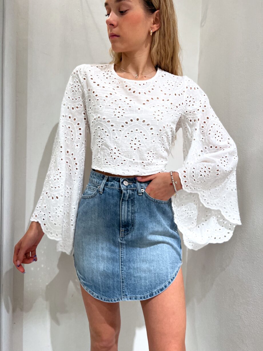 Shop Online Top bianco in pizzo san gallo foro sulla schiena Have One