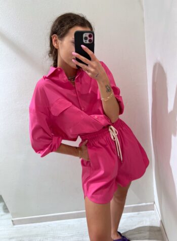 Shop Online Short in cotone ampio fucsia Vicolo