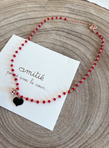 Shop Online Collana rosè bianca con cuore e campanello Amitiè