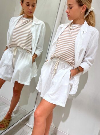 Shop Online Short bianco in lino con nastro Have One