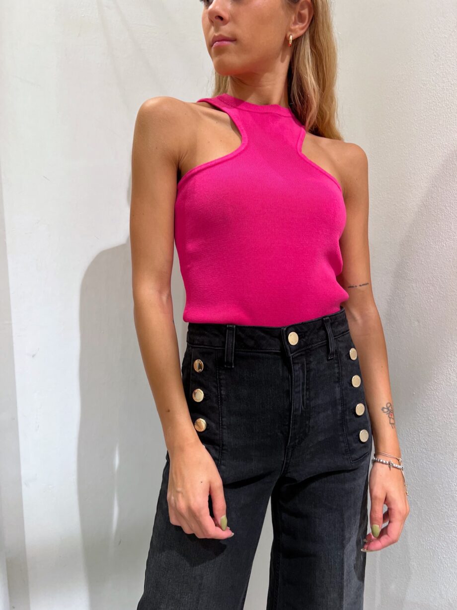 Shop Online Top in maglia fucsia scollo halter Vicolo