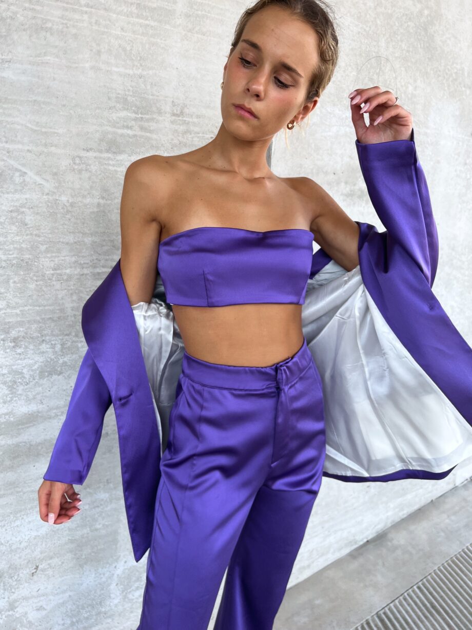 Shop Online Top a fascia in raso viola The Lulù