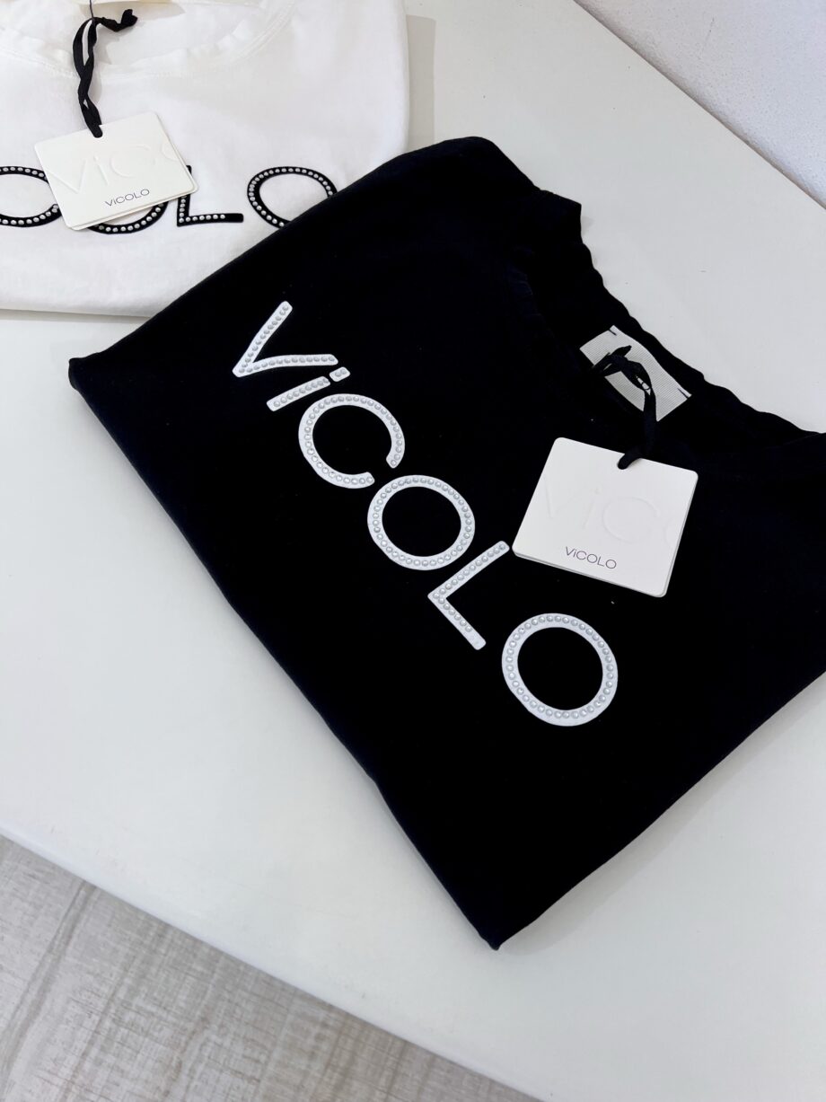 Shop Online T-shirt nera scritta logo Vicolo