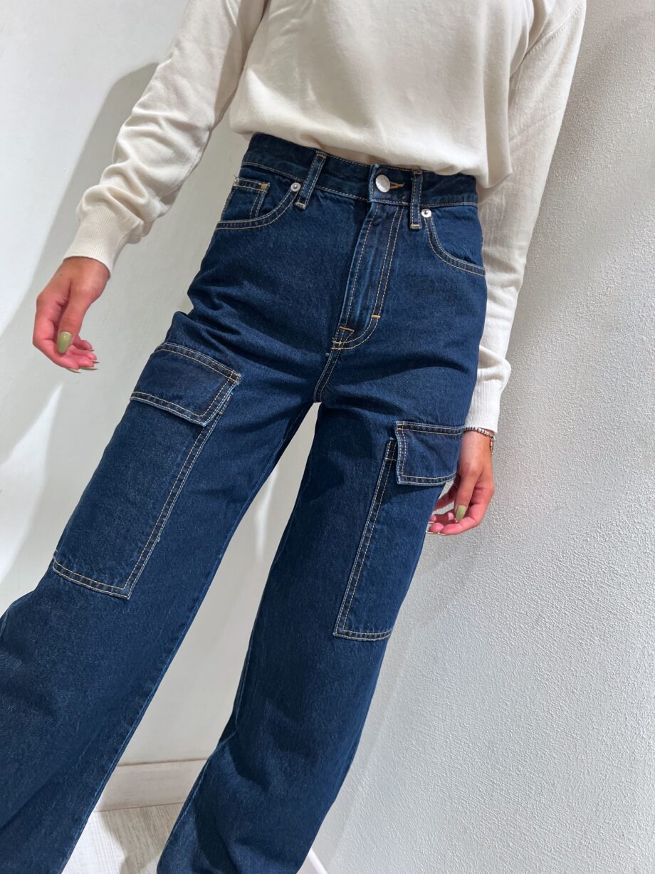 Shop Online jeans cargo scuro con cuciture Have One