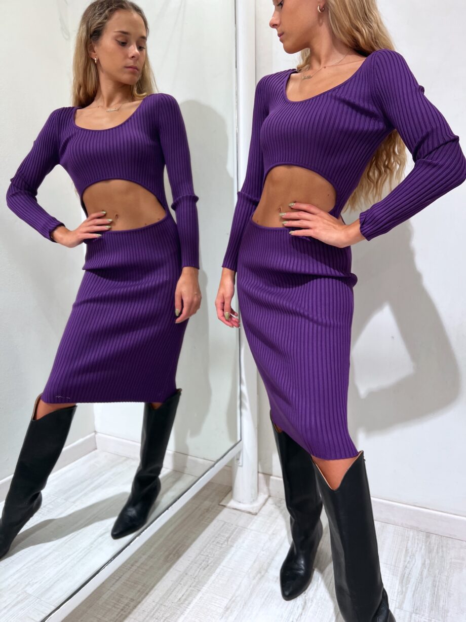 Shop Online Vestito in maglia viola con buco Vicolo