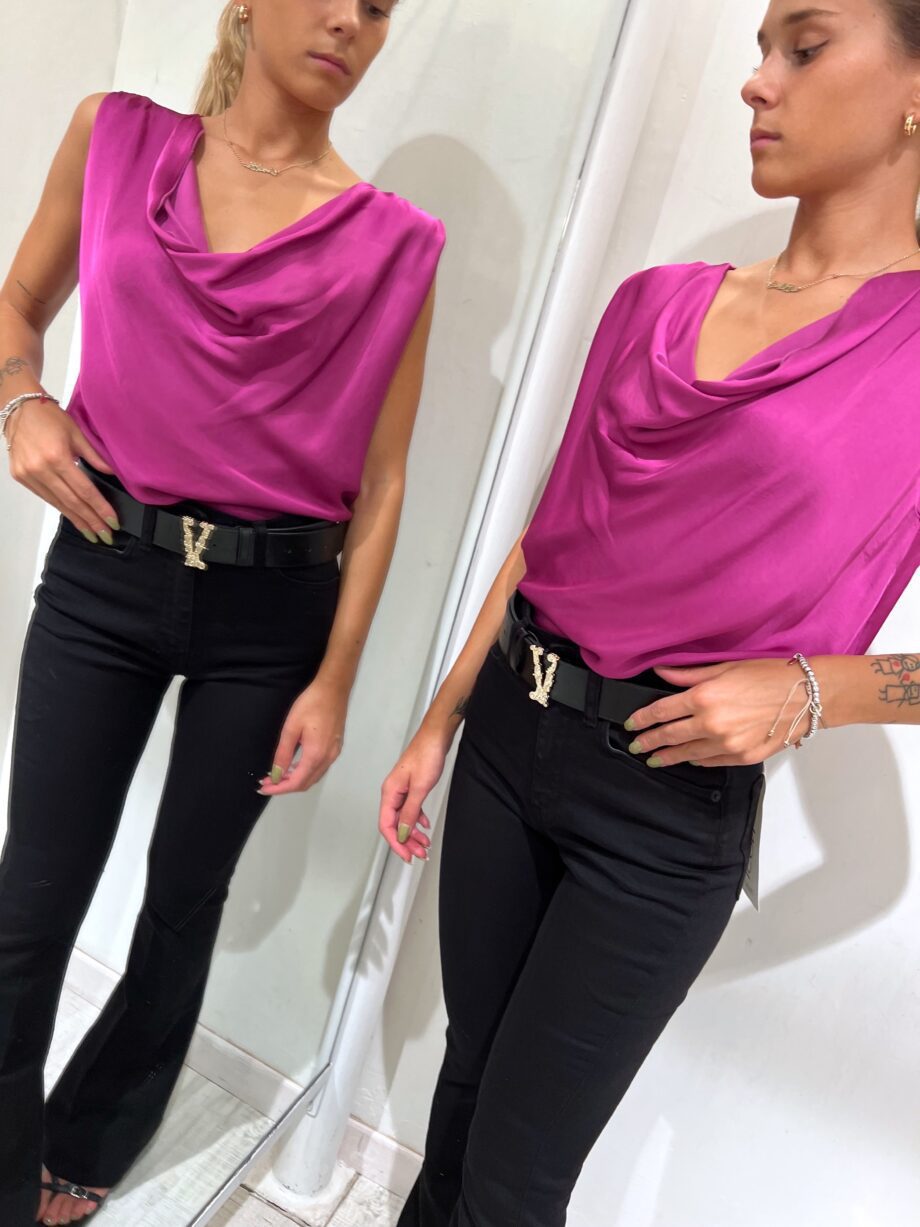 Shop Online Canotta morbida magenta scollo anello Vicolo