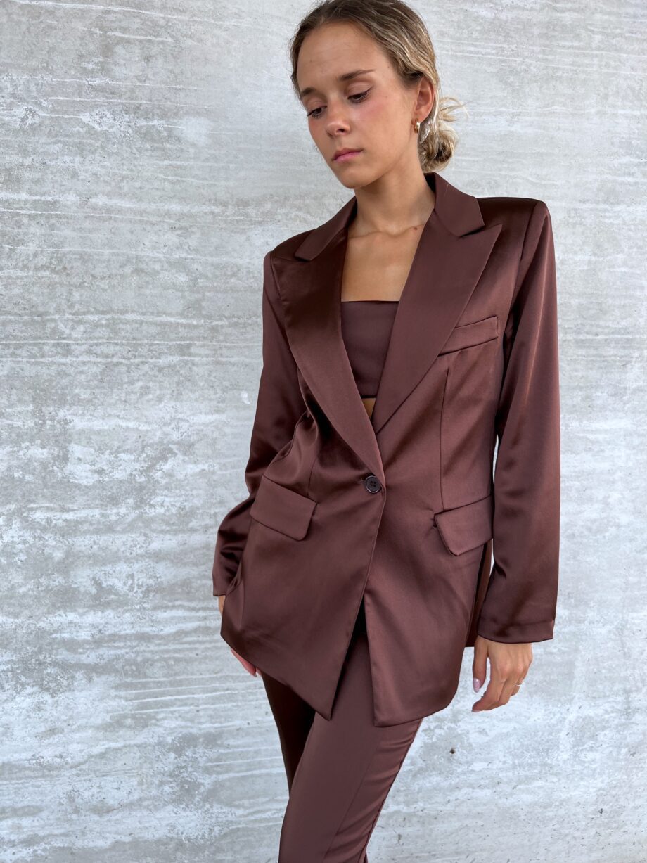 Shop Online Blazer un bottone in raso bronzo The Lulù