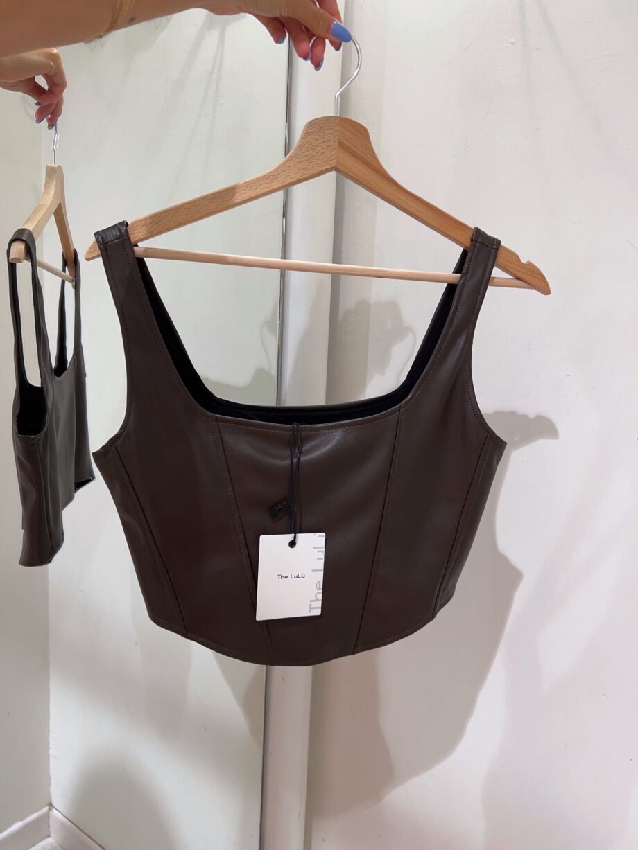 Shop Online Top corsetto in ecopelle nero The Lulù
