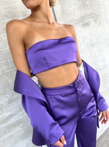 Shop Online Top a fascia in raso viola The Lulù