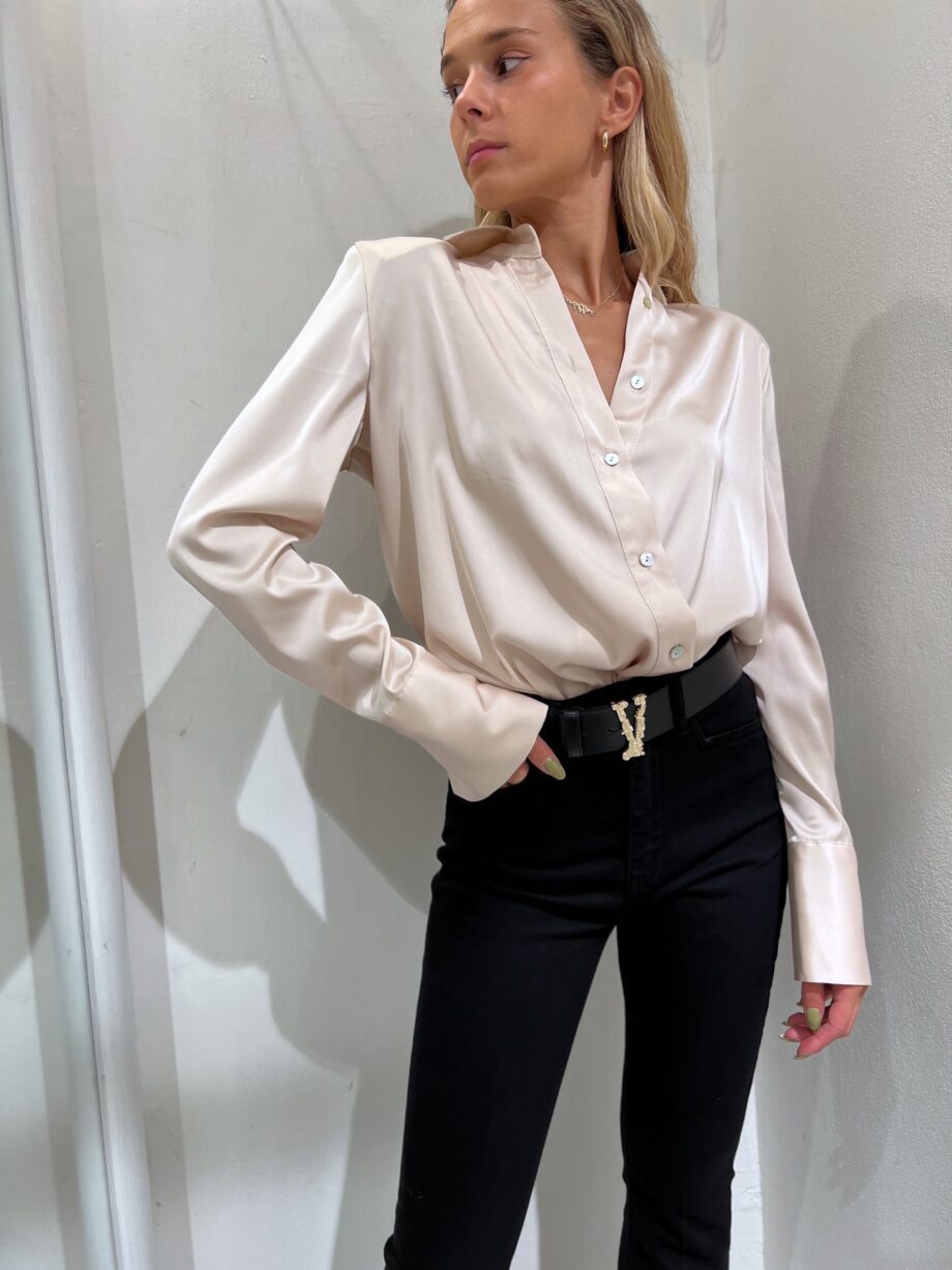 Shop Online Camicia in raso champagne con elastico Vicolo