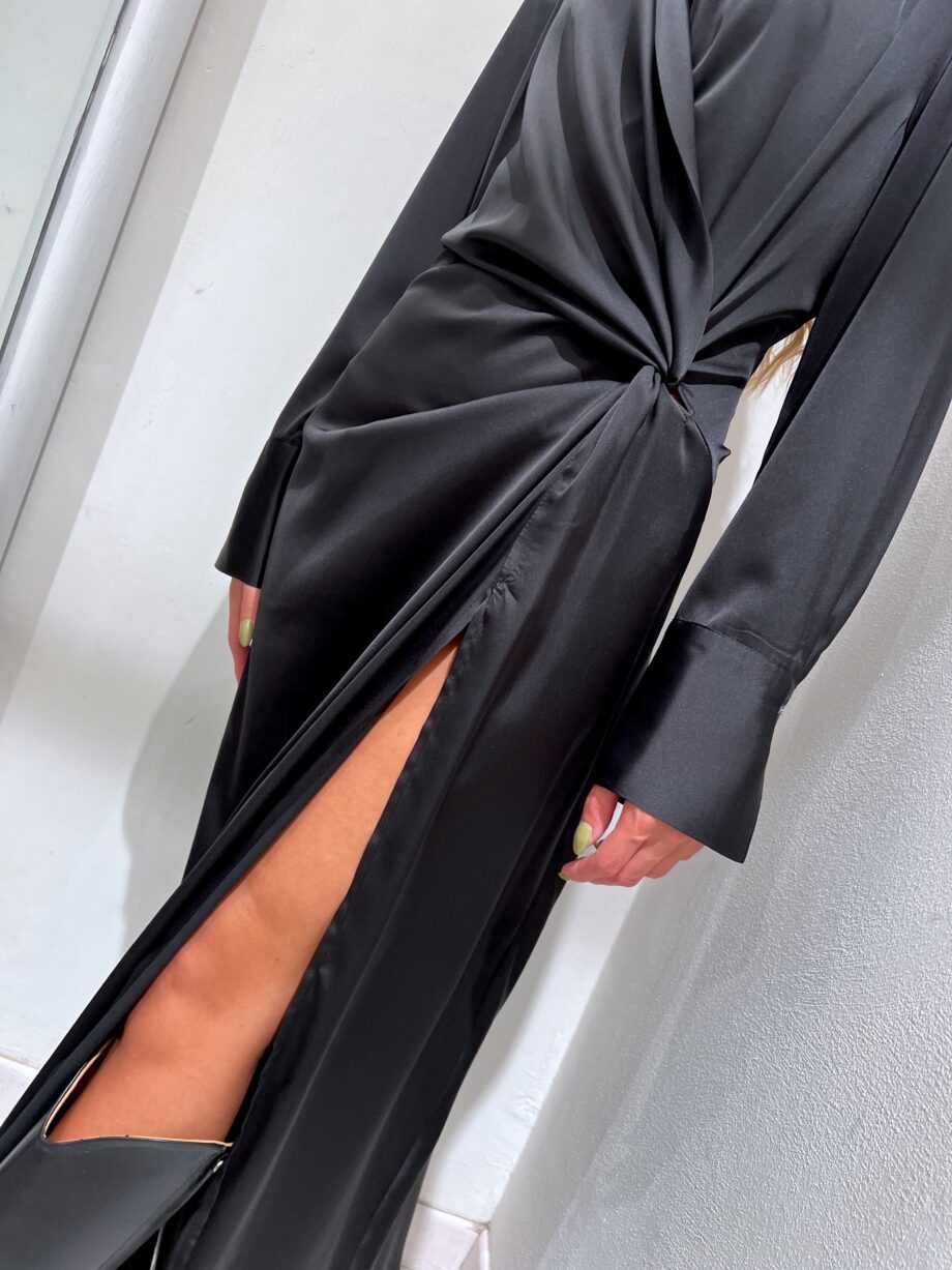 Shop Online Vestito lungo nero con nodo in raso Vicolo