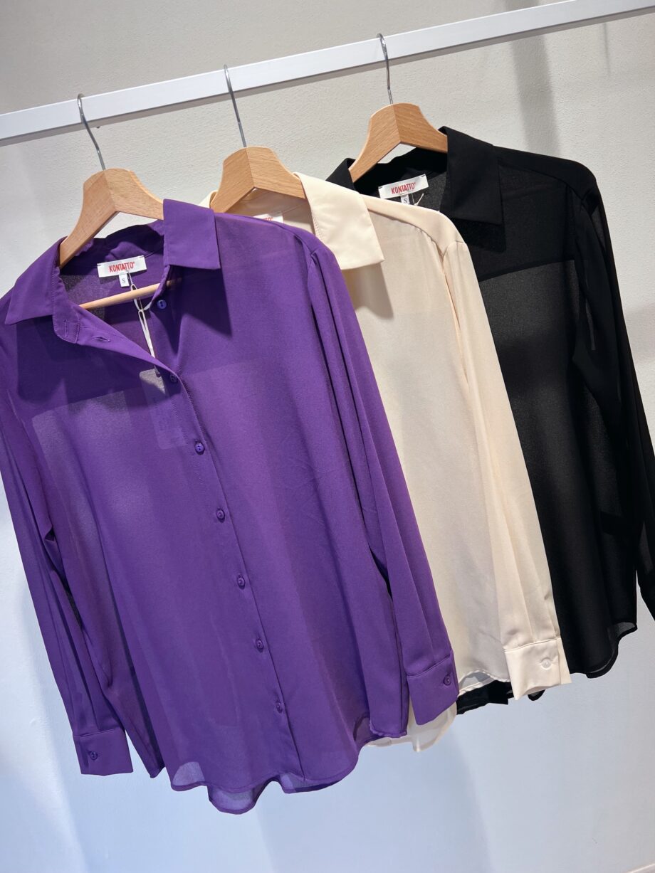 Shop Online Camicia viola in georgette semitrasparente Kontatto