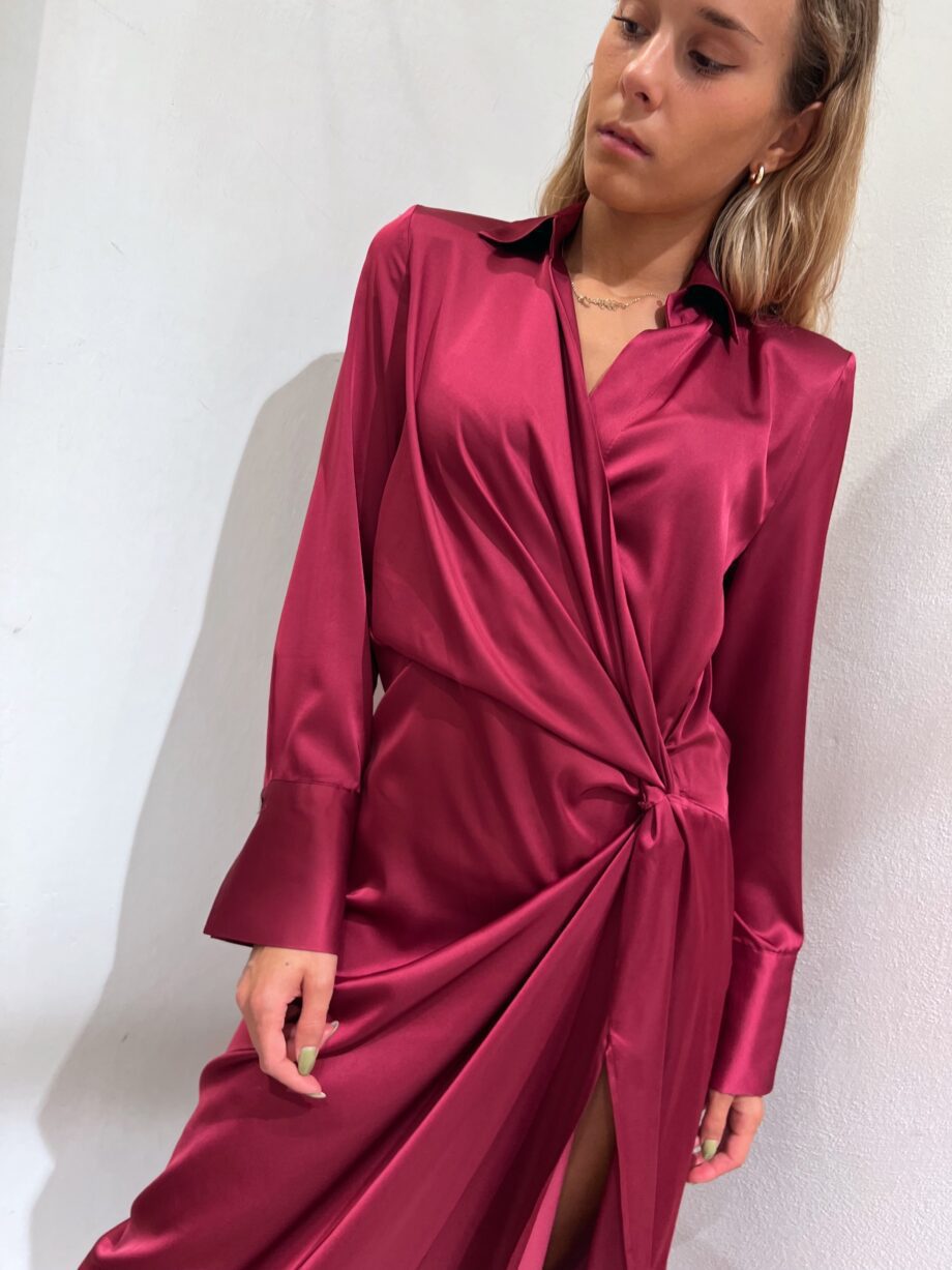 Shop Online Vestito lungo rosa scuro con nodo in raso Vicolo