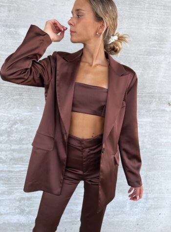 Shop Online Blazer un bottone in raso bronzo The Lulù