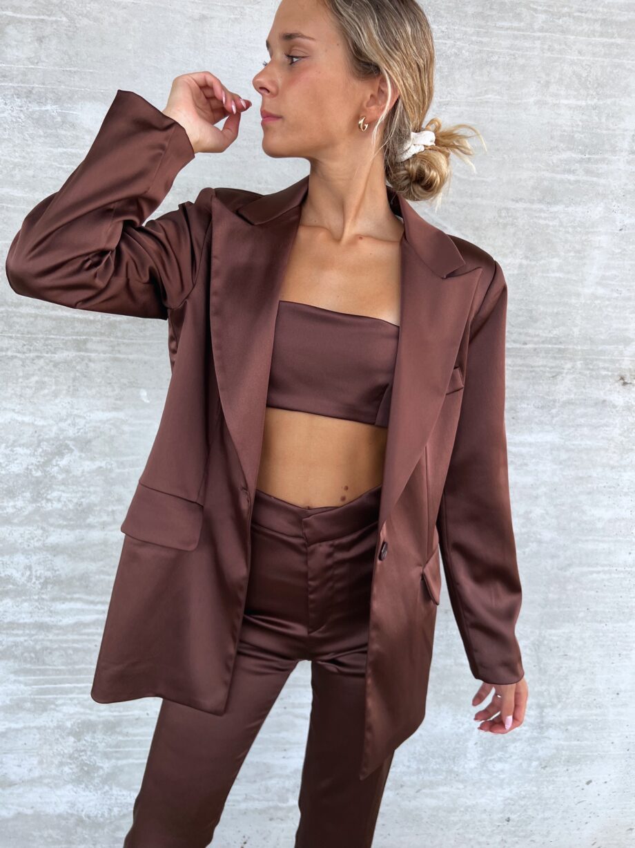 Shop Online Blazer un bottone in raso bronzo The Lulù