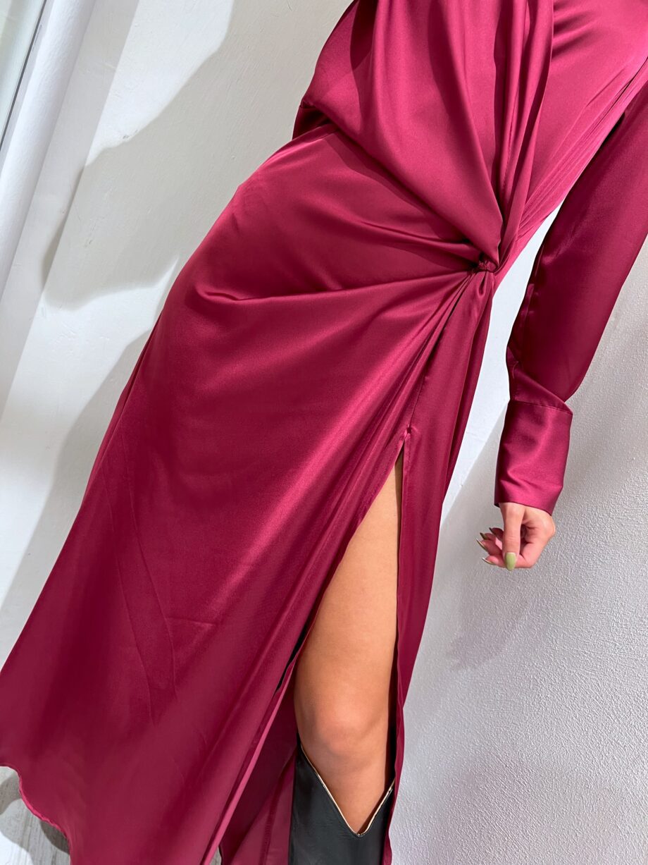 Shop Online Vestito lungo rosa scuro con nodo in raso Vicolo