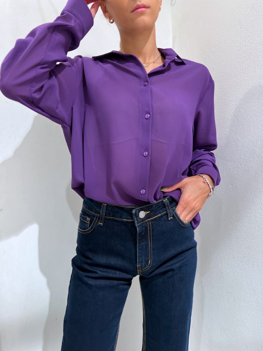 Shop Online Camicia viola in georgette semitrasparente Kontatto