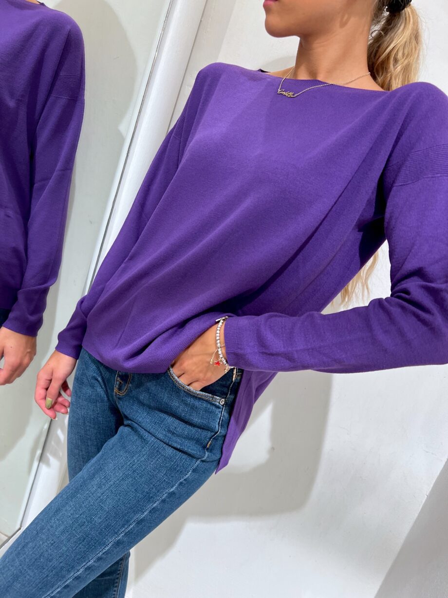 Shop Online Maglioncino viola in viscosa con spacchi Kontatto