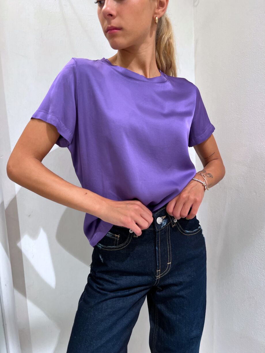 Shop Online T-shirt girocollo viola in viscosa Have One