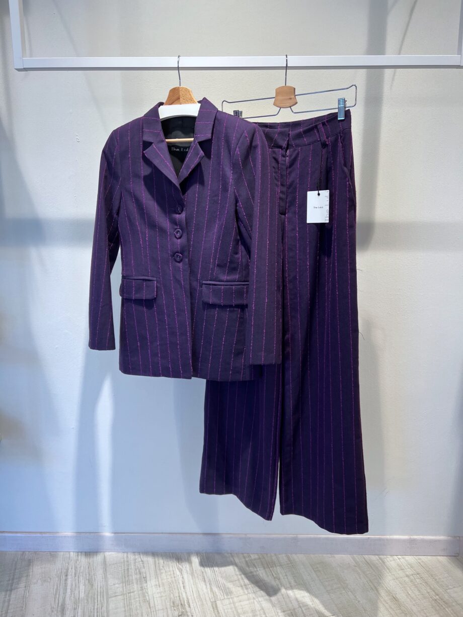 Shop Online Blazer monopetto viola a righe fucsia The Lulù