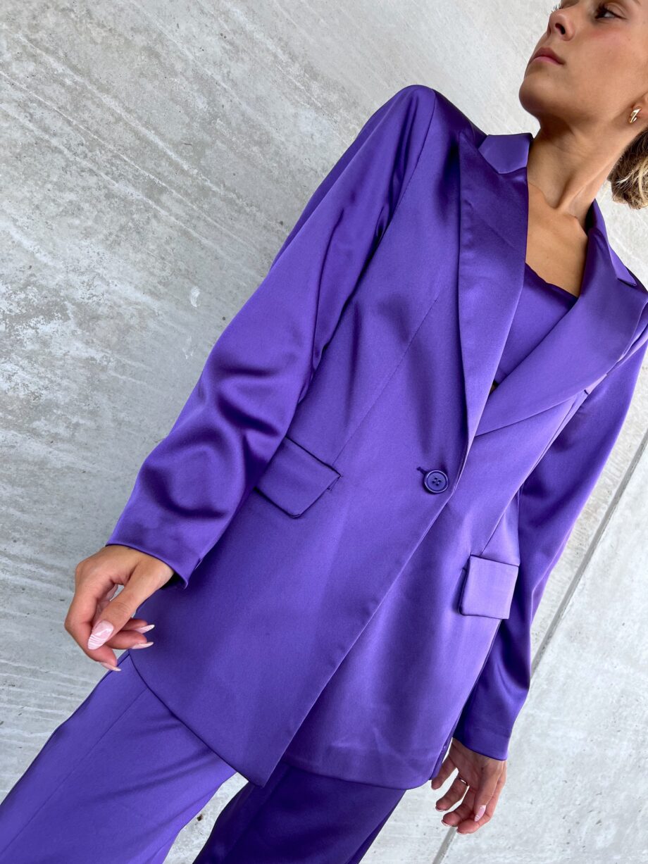 Shop Online Blazer un bottone in raso viola The Lulù