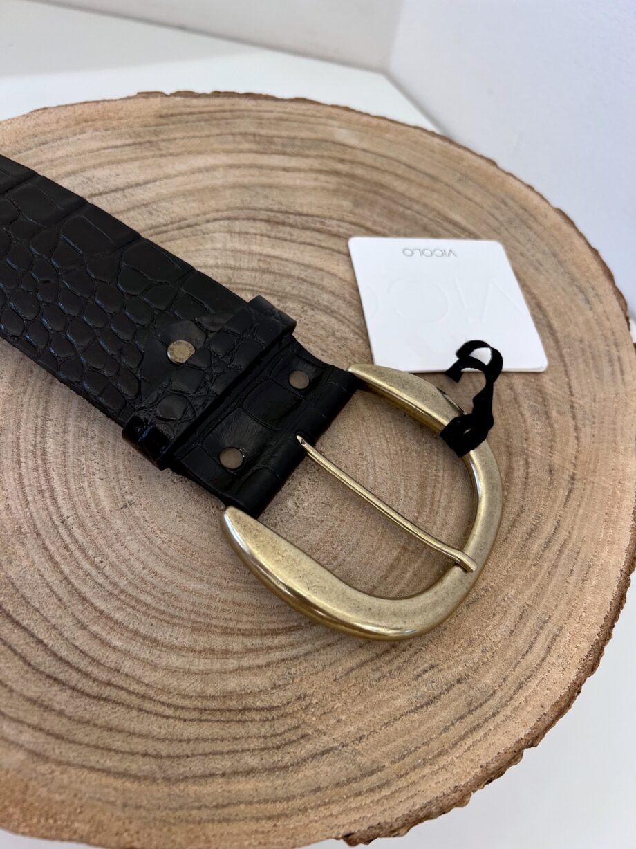 Shop Online Cintura nera effetto pitonato fibbia dorata Vicolo