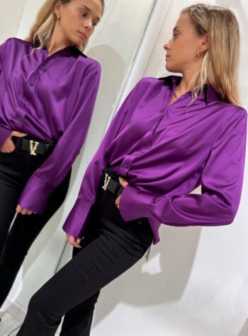 Shop Online Camicia in raso viola con elastico Vicolo