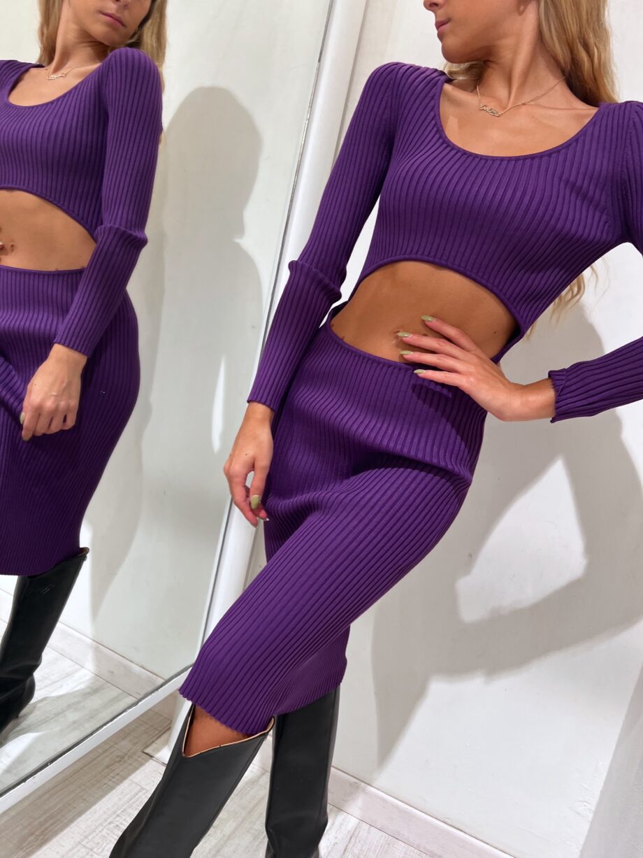 Shop Online Vestito in maglia viola con buco Vicolo