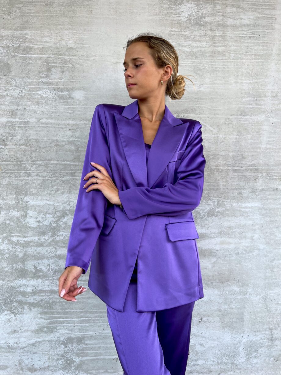 Shop Online Blazer un bottone in raso viola The Lulù