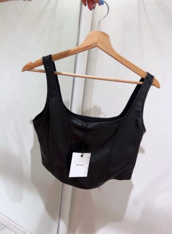 Shop Online Top corsetto in ecopelle nero The Lulù