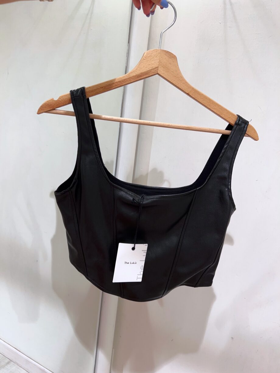 Shop Online Top corsetto in ecopelle nero The Lulù