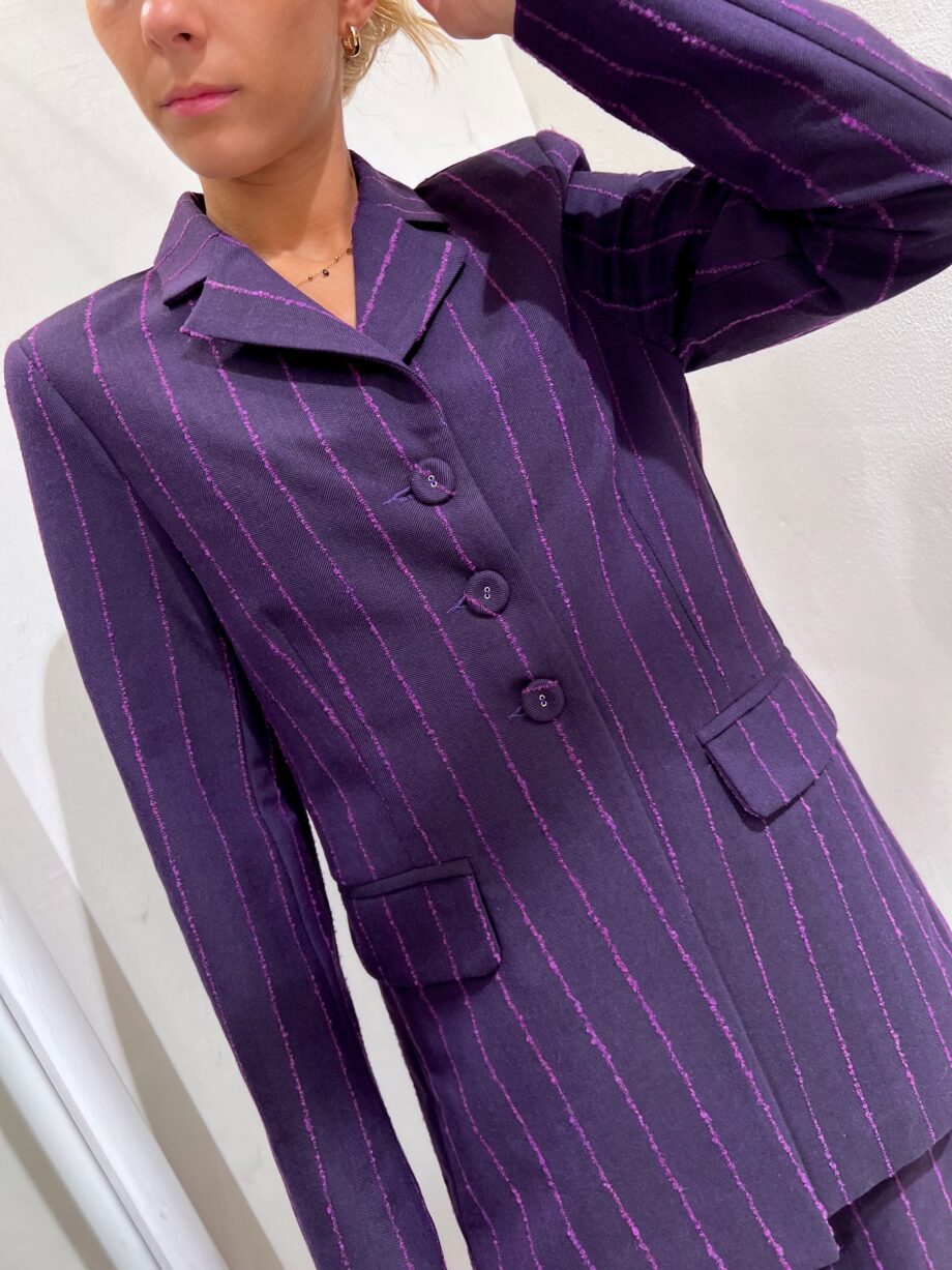 Shop Online Blazer monopetto viola a righe fucsia The Lulù