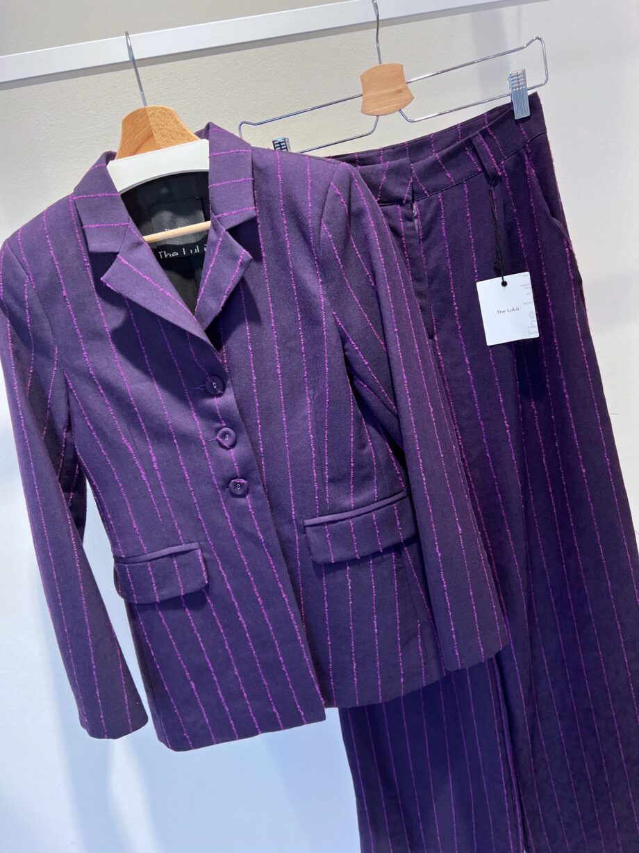 Shop Online Blazer monopetto viola a righe fucsia The Lulù