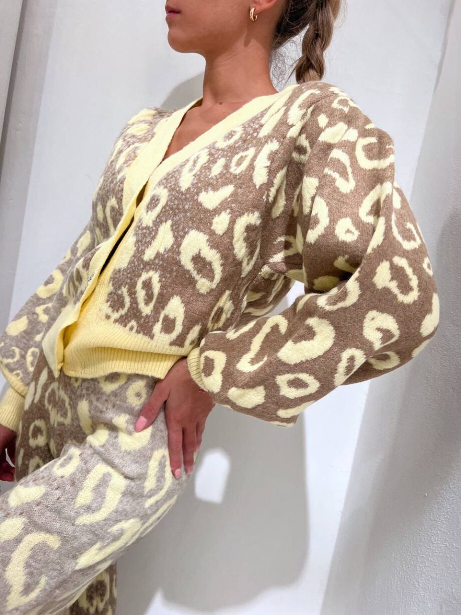 Shop Online Pantalone palazzo maculato giallo e beige Dimora