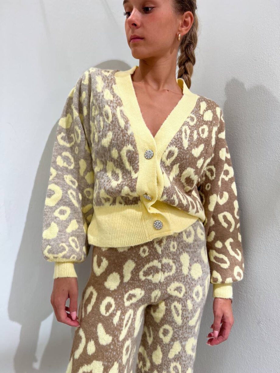 Shop Online Pantalone palazzo maculato giallo e beige Dimora