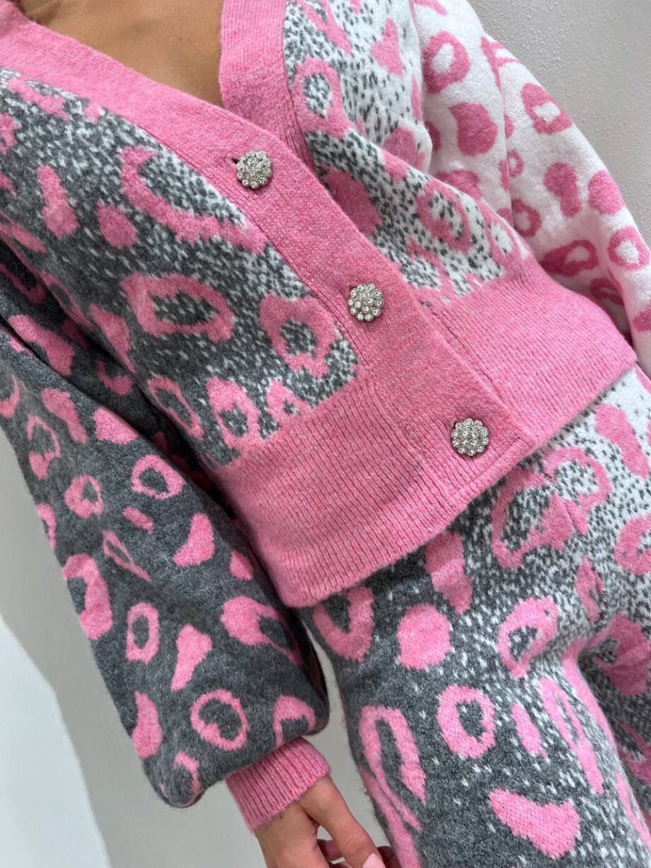 Shop Online Pantalone palazzo maculato rosa e grigio Dimora