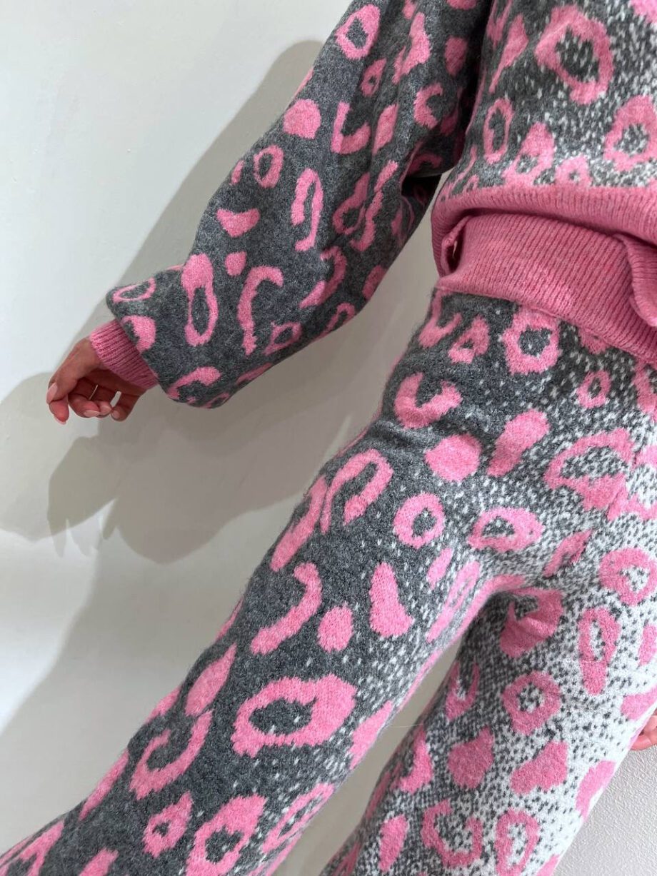 Shop Online Pantalone palazzo maculato rosa e grigio Dimora