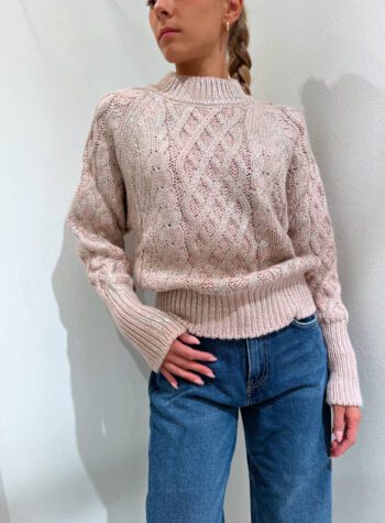 Shop Online Maglione con trecce rosa laminato Dimora