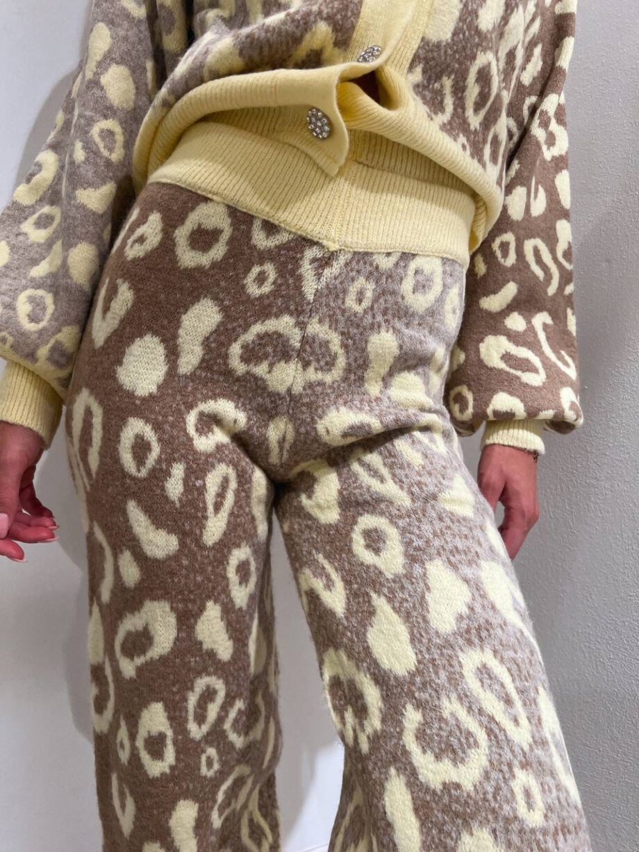 Shop Online Pantalone palazzo maculato giallo e beige Dimora