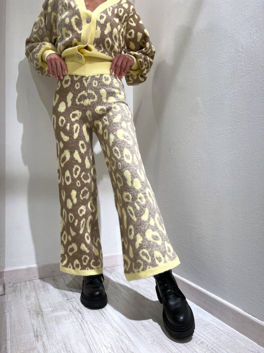 Shop Online Pantalone palazzo maculato giallo e beige Dimora