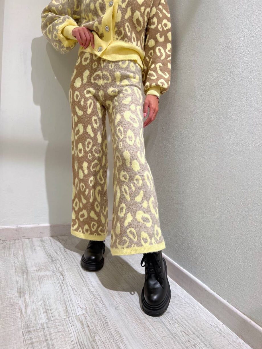 Shop Online Pantalone palazzo maculato giallo e beige Dimora