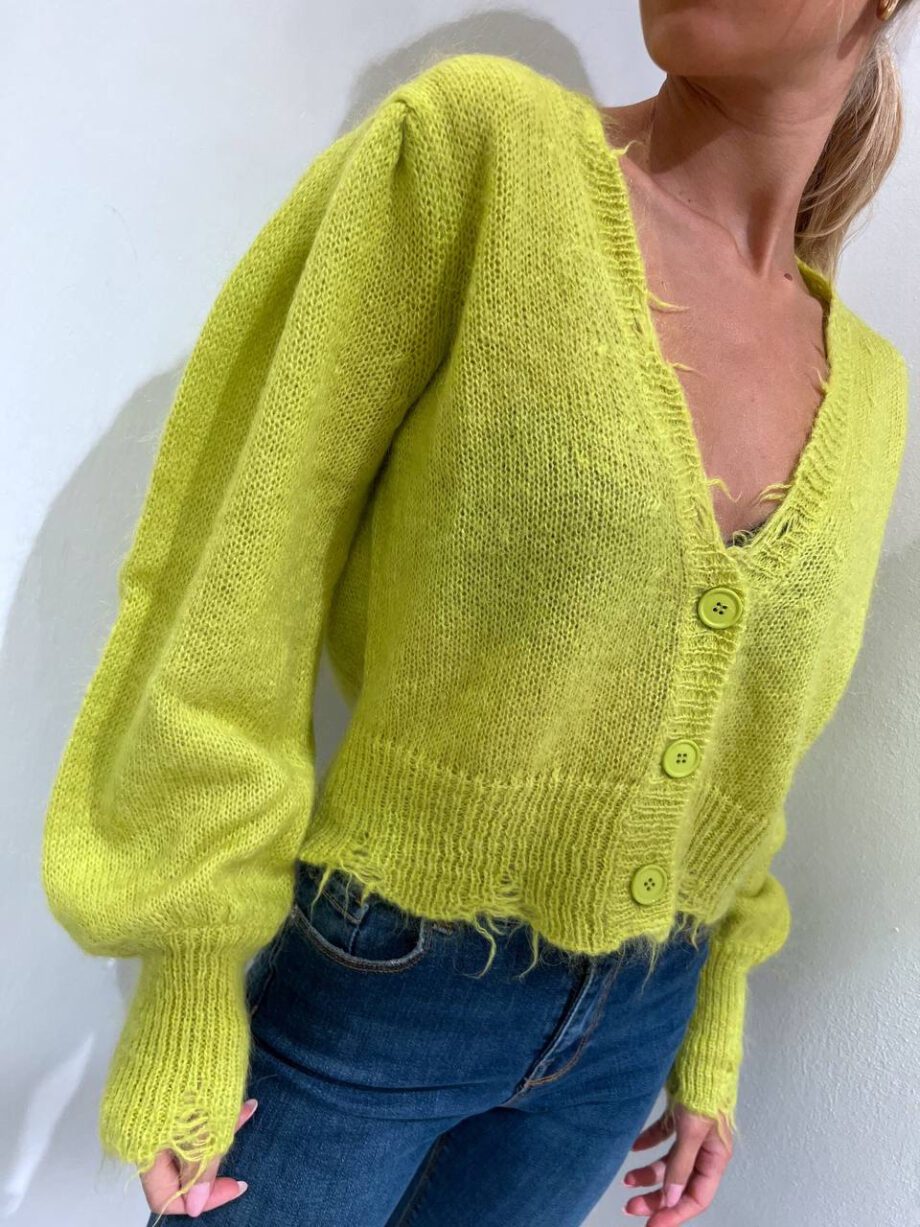 Shop Online Cardigan corto lime con rotture Kontatto