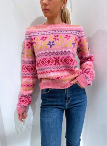 Shop Online Maglione rosa fantasia azteca Kontatto