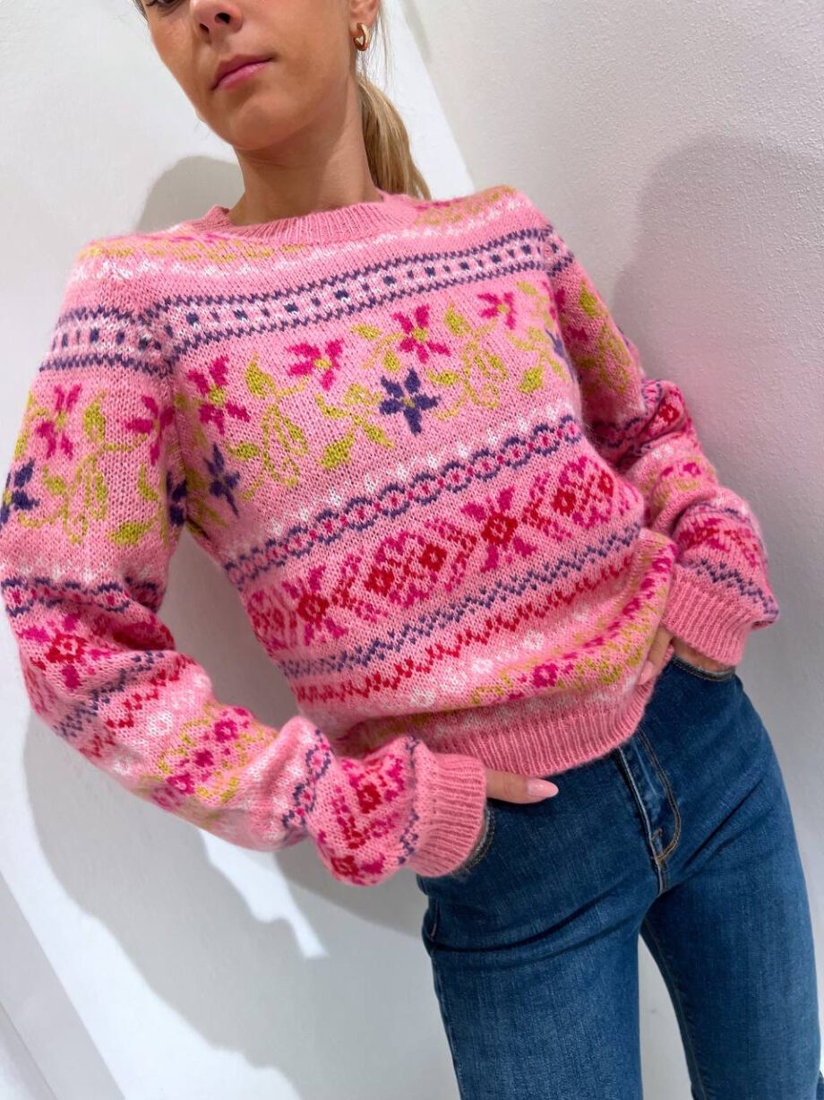 Shop Online Maglione rosa fantasia azteca Kontatto