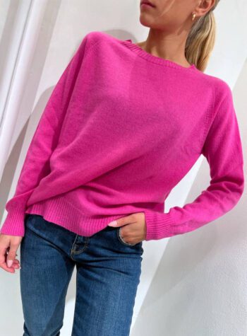 Shop Online Maglioncino girocollo fucsia cachemire Vicolo