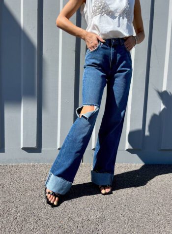 Shop Online Jeans Alex palazzo con taglio e rovescia Vicolo